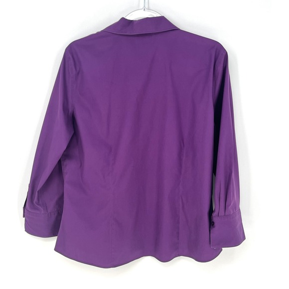 Chicos Button Down Blouse Womens Size 2 L No-iron Purple Cotton Teacher Office - Picture 5 of 11